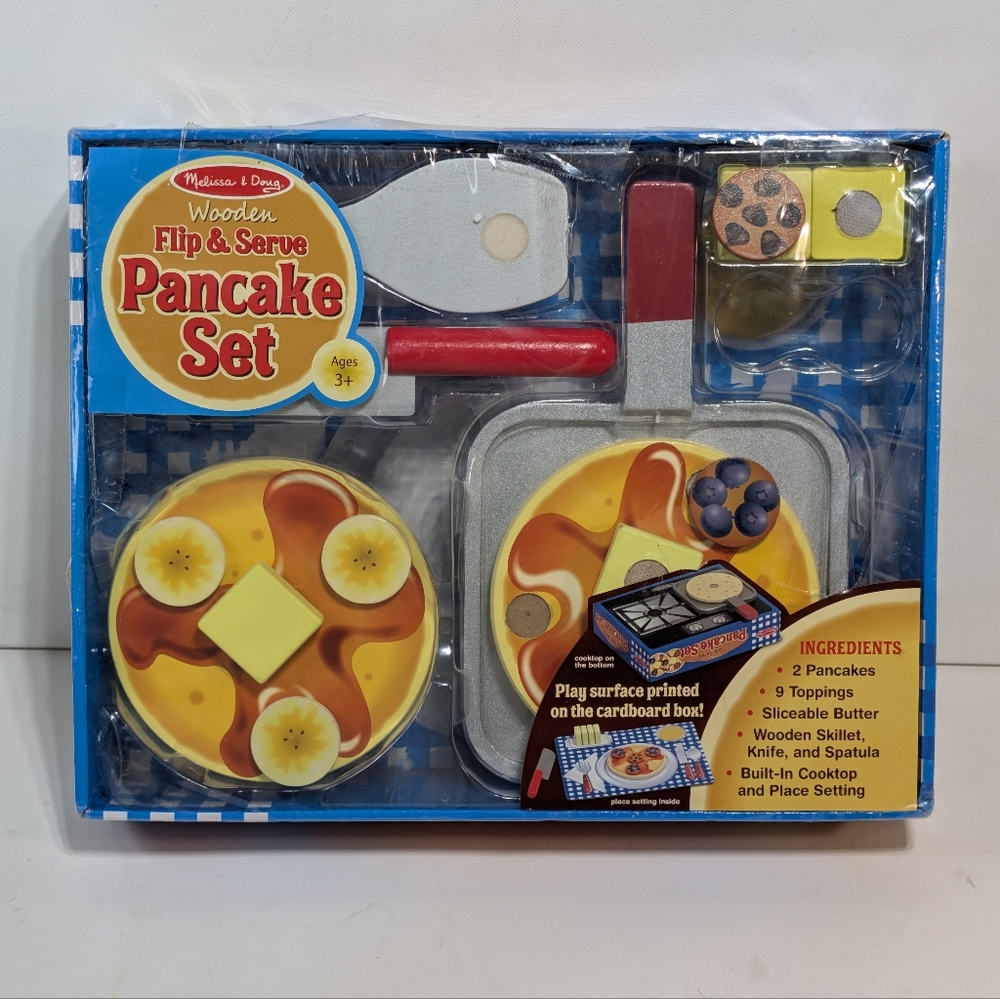 Melissa and Doug Pretend Play: Flip & Serve Wooden Pancake Set Ages 3+ #9342